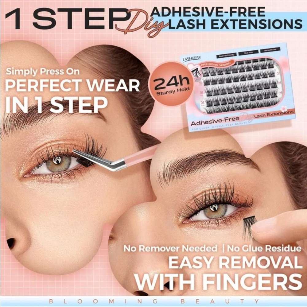 Self Adhesive Black Wispy Natural Cat Eye Lash Cluster Bundle